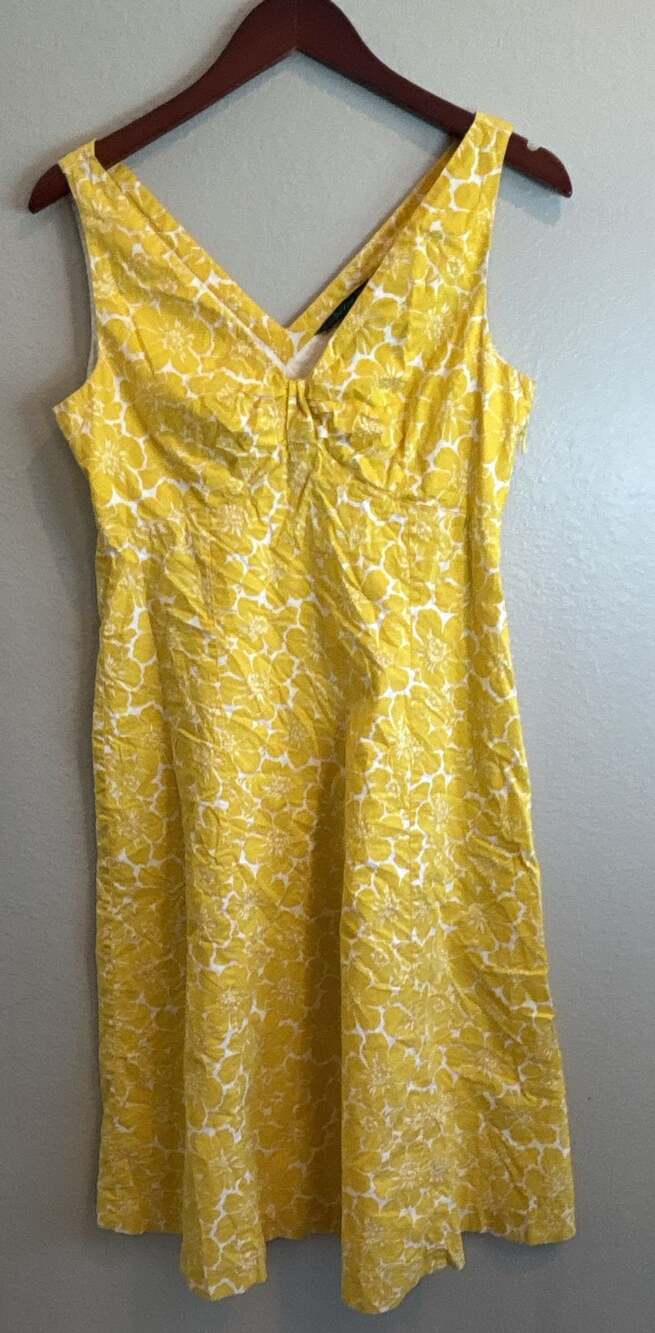 Boden Yellow and White Floral Cotton Sundress Size 12R